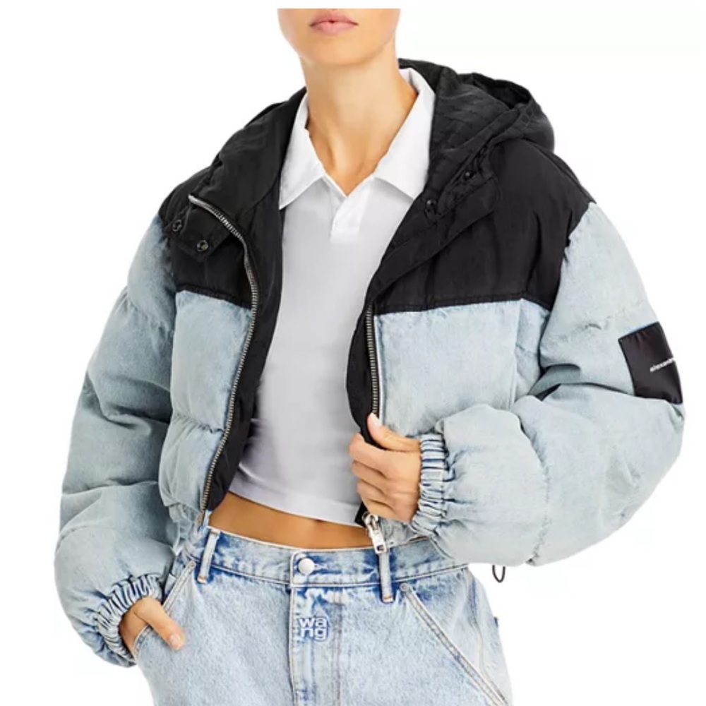 Alexander Wang Black and Light Blue Puffer Jacket